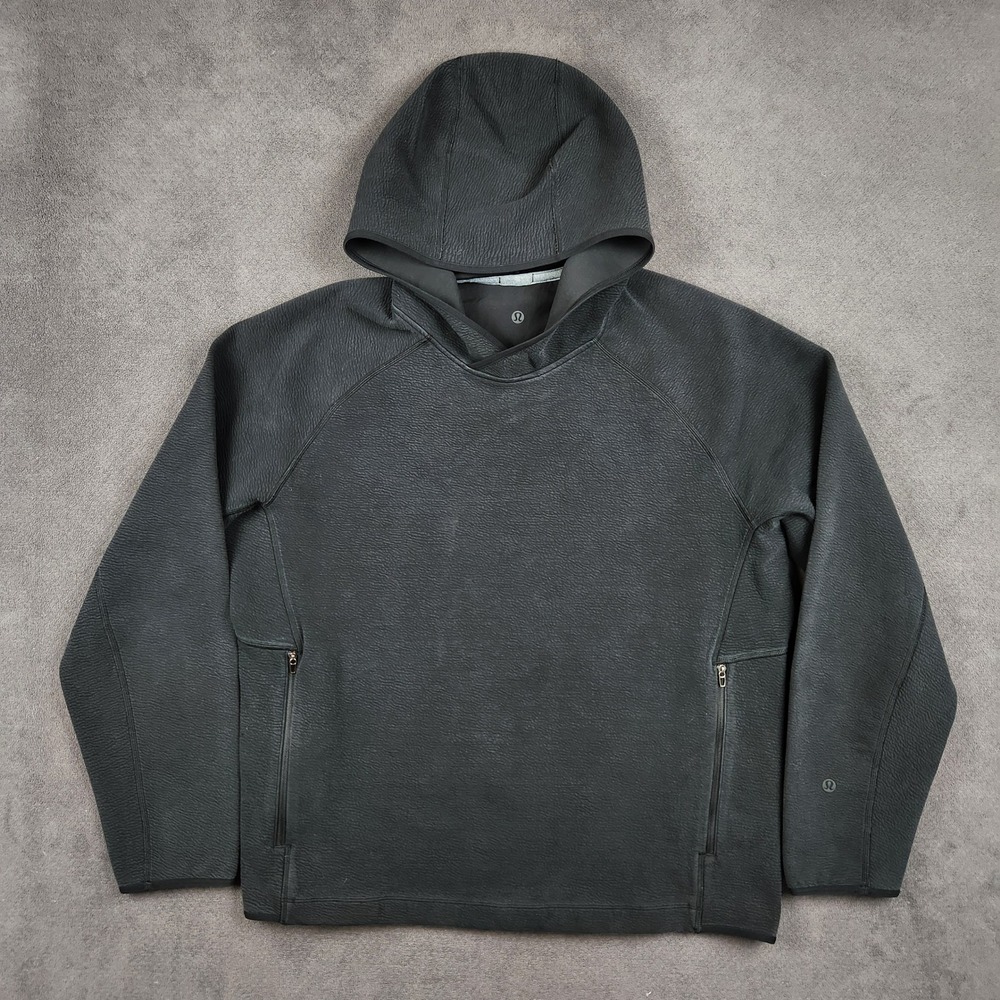 Lululemon Textured Spacer Pullover Hoodie Mens Medium Black Sweatshirt LM3EX8S